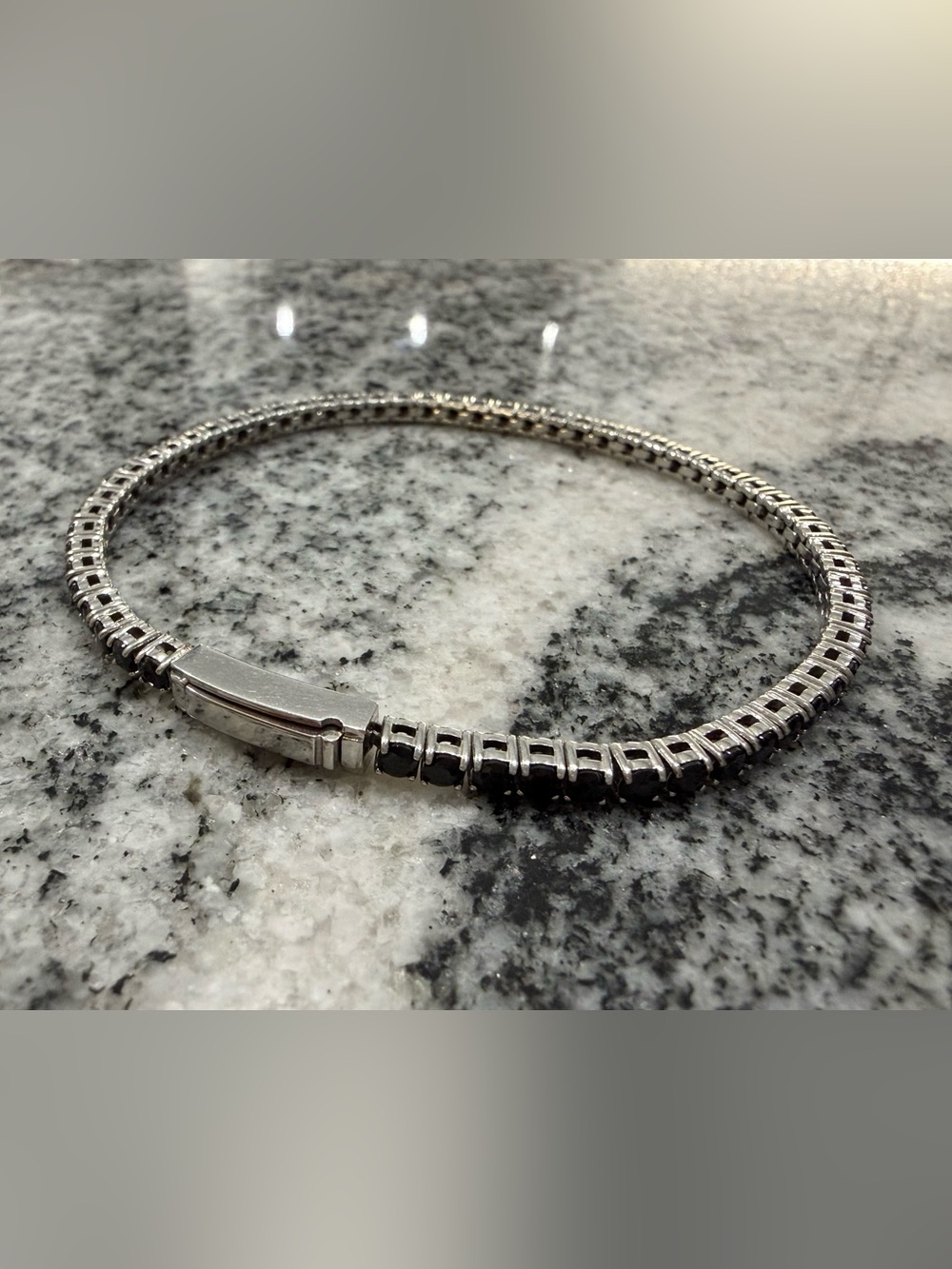 Sterling Silver and Black Tennis Bracelet